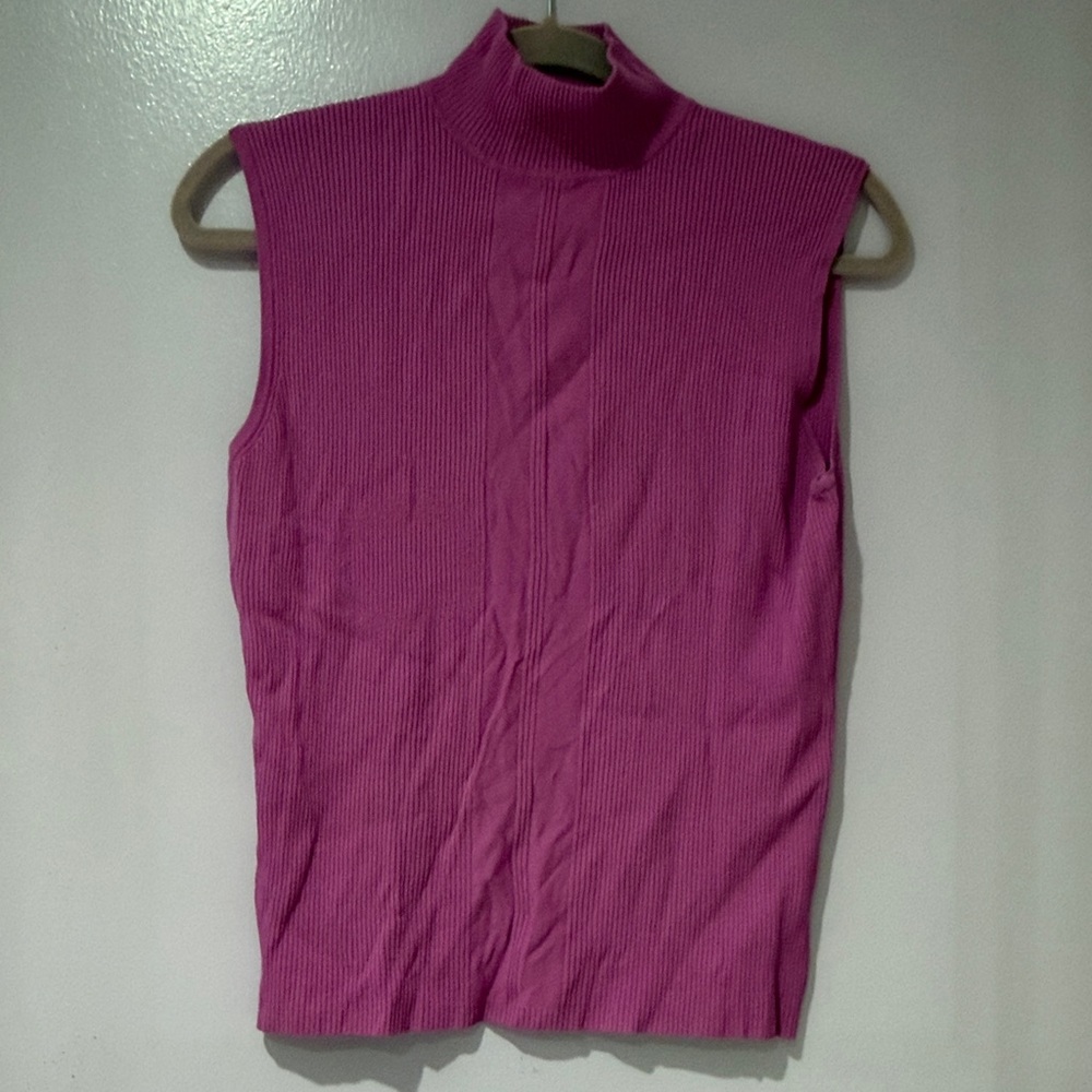 Dress Barn Fuchsia Sleeveless Turtleneck Top